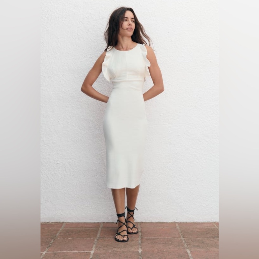 Zara Mixed Ruffled Rib dress perfect for bachelorette festivities